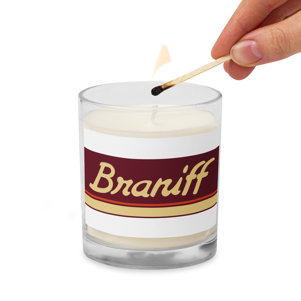Candle Glass Jar Soy Wax Braniff 1978 Ultra Scheme Burgundy 1978