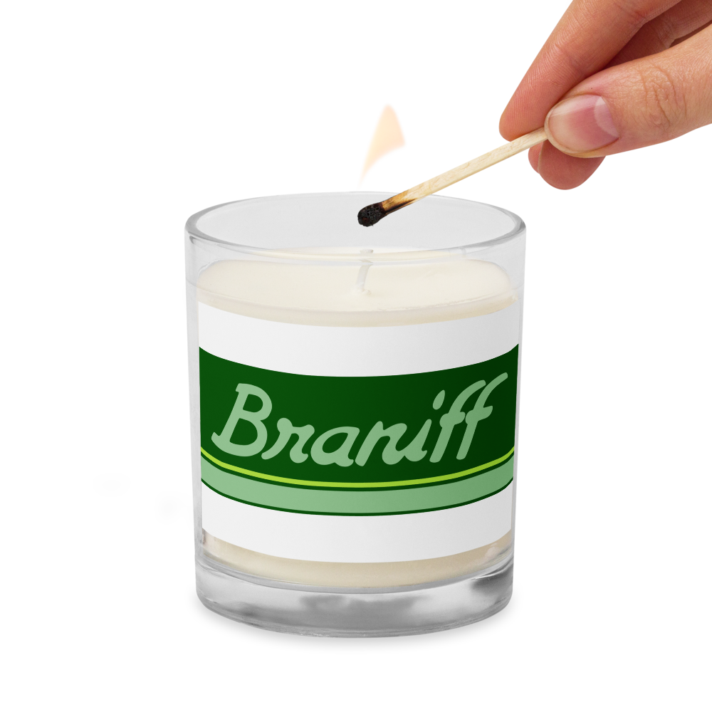 Candle Glass Jar Soy Wax Braniff 1978 Ultra Scheme Perseus Green 1978