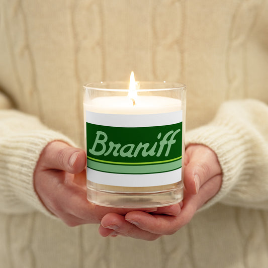 Candle Glass Jar Soy Wax Braniff 1978 Ultra Scheme Perseus Green 1978