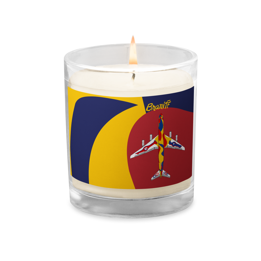 Candle Glass Jar Soy Wax Braniff Alexander Calder Design 1973 Flying Colors of South America DC-8-62 1973
