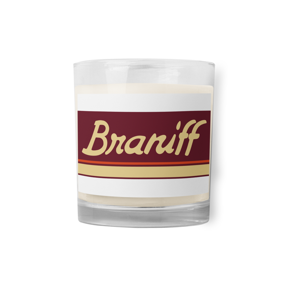 Candle Glass Jar Soy Wax Braniff 1978 Ultra Scheme Burgundy 1978