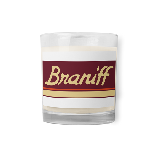 Candle Glass Jar Soy Wax Braniff 1978 Ultra Scheme Burgundy 1978