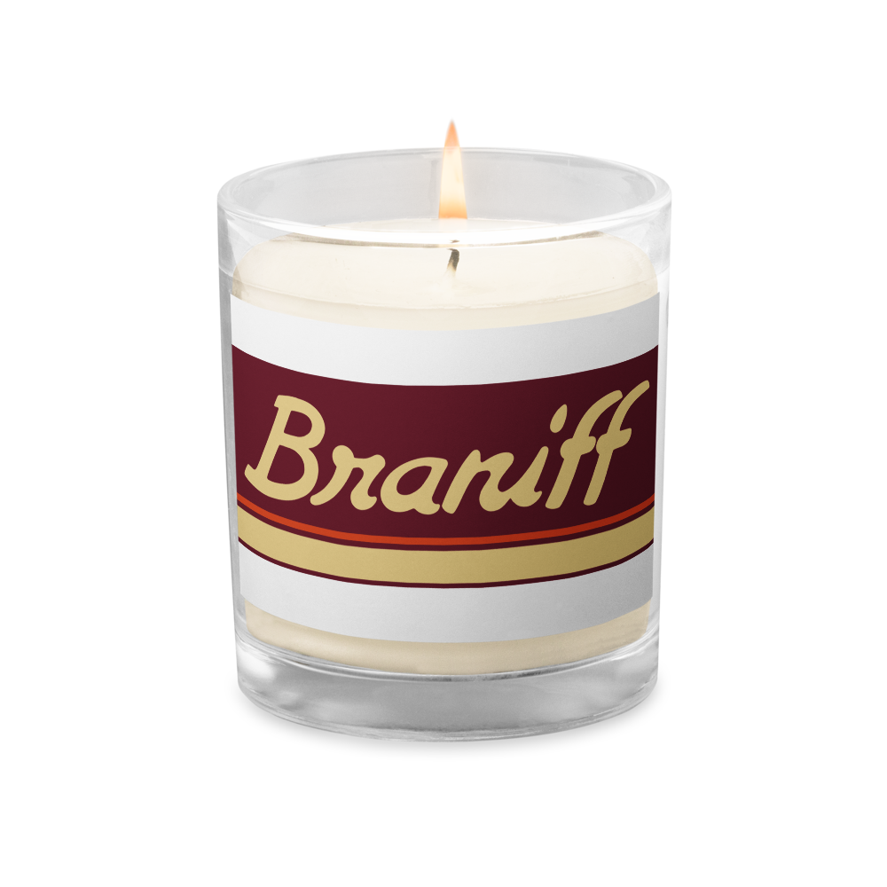 Candle Glass Jar Soy Wax Braniff 1978 Ultra Scheme Burgundy 1978