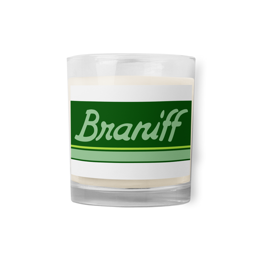 Candle Glass Jar Soy Wax Braniff 1978 Ultra Scheme Perseus Green 1978