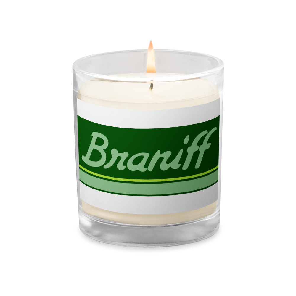 Candle Glass Jar Soy Wax Braniff 1978 Ultra Scheme Perseus Green 1978