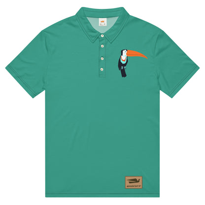 Polo Shirt Slim Fit Men's Women's Braniff Toucan South America with Bluebird Logo