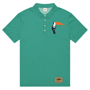 Polo Shirt Slim Fit Men's Women's Braniff Toucan South America with Bluebird Logo