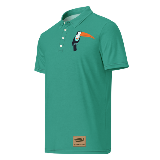 Polo Shirt Slim Fit Men's Women's Braniff Toucan South America with Bluebird Logo