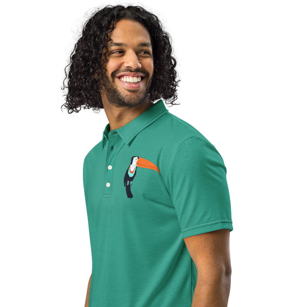 Polo Shirt Slim Fit Men's Women's Braniff Toucan South America with Bluebird Logo