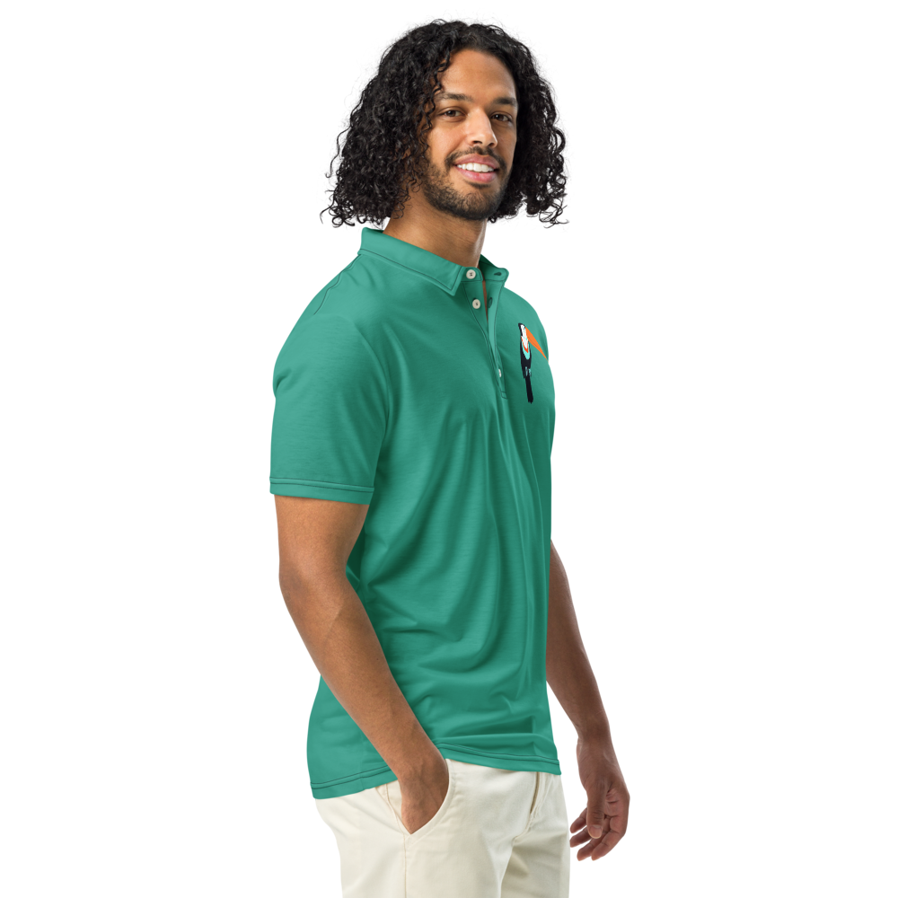 Polo Shirt Slim Fit Men's Women's Braniff Toucan South America with Bluebird Logo