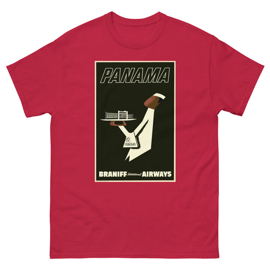Mens Classic Tee Cardinal Front - Braniff El Panama Hotel 1963 Short Sleeve Black T-Shirt - Braniff Short Sleeve Shirt – Braniff Boutique