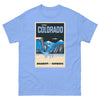 T-Shirt Basic Short Sleeve Mens Womens Braniff Remastered Poster Colorado Rocky Mountains 1963 Black Blue