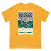 T-Shirt Basic Short Sleeve Mens Womens Braniff Remastered Poster Colorado Rocky Mountains 1963 Green Gray