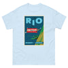 T-Shirt Basic Short Sleeve Mens Womens Braniff Remastered Poster Rio de Janeiro Tram Car 1963 Blue