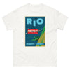 T-Shirt Basic Short Sleeve Mens Womens Braniff Remastered Poster Rio de Janeiro Tram Car 1963 Blue