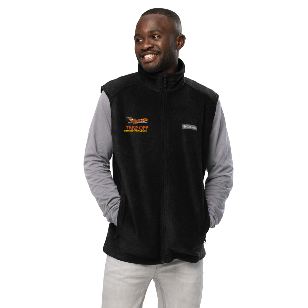 Vest Fleece Men's Braniff X Columbia with Boeing 727 1971 Two Tone Takeoff with Flying Colors