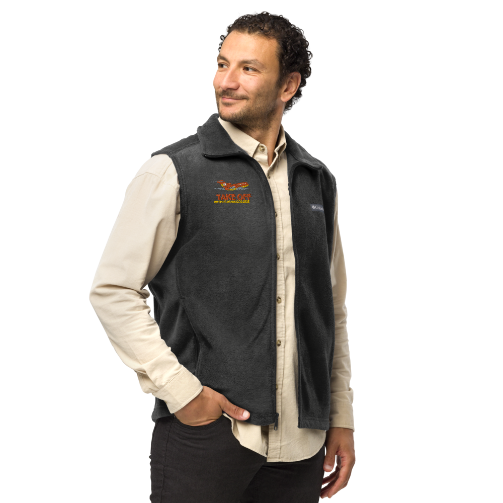 Vest Fleece Men's Braniff X Columbia with Boeing 727 1971 Two Tone Takeoff with Flying Colors