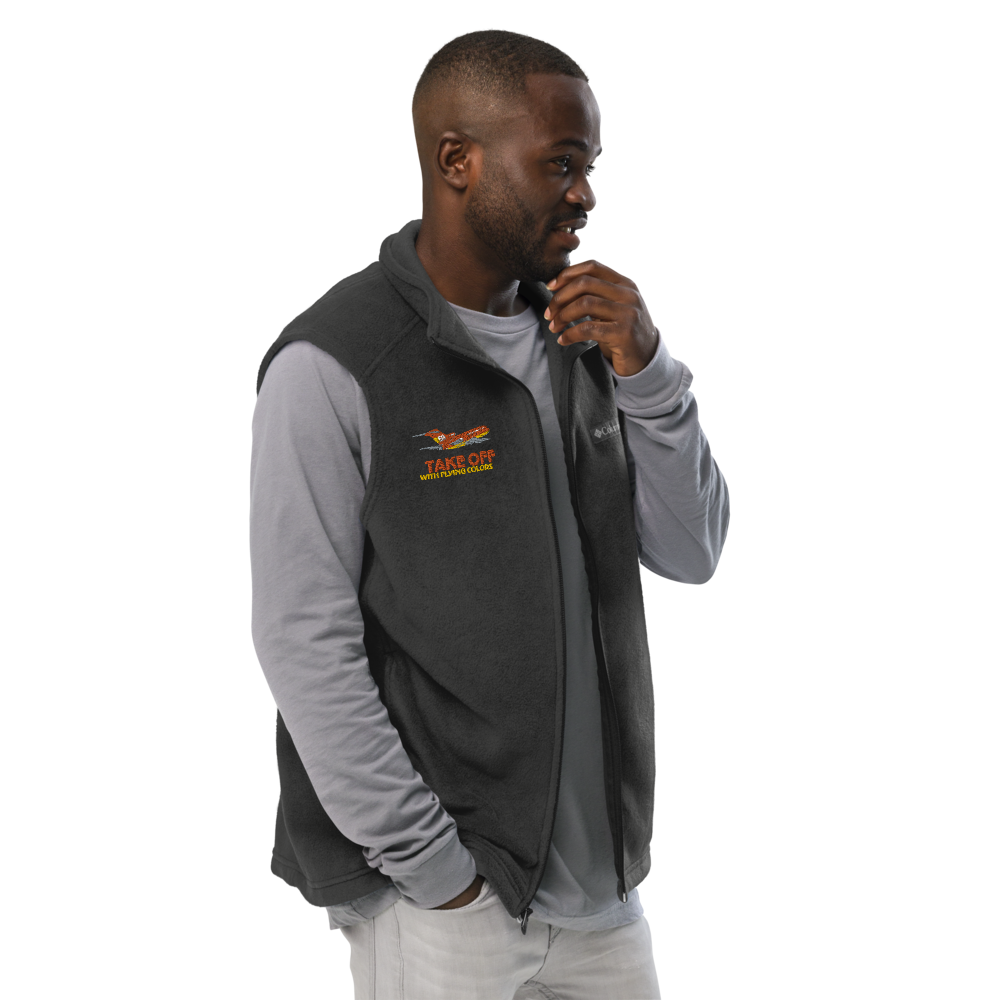 Vest Fleece Men's Braniff X Columbia with Boeing 727 1971 Two Tone Takeoff with Flying Colors