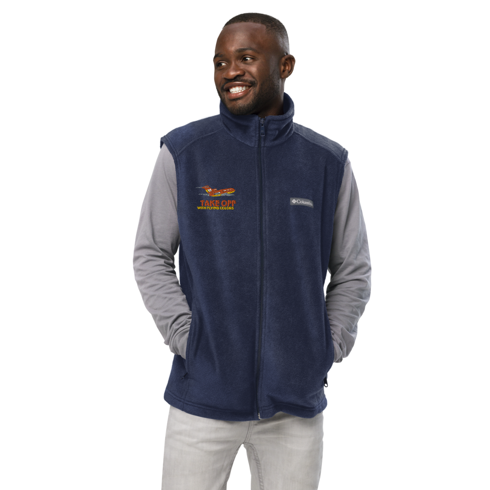 Vest Fleece Men's Braniff X Columbia with Boeing 727 1971 Two Tone Takeoff with Flying Colors