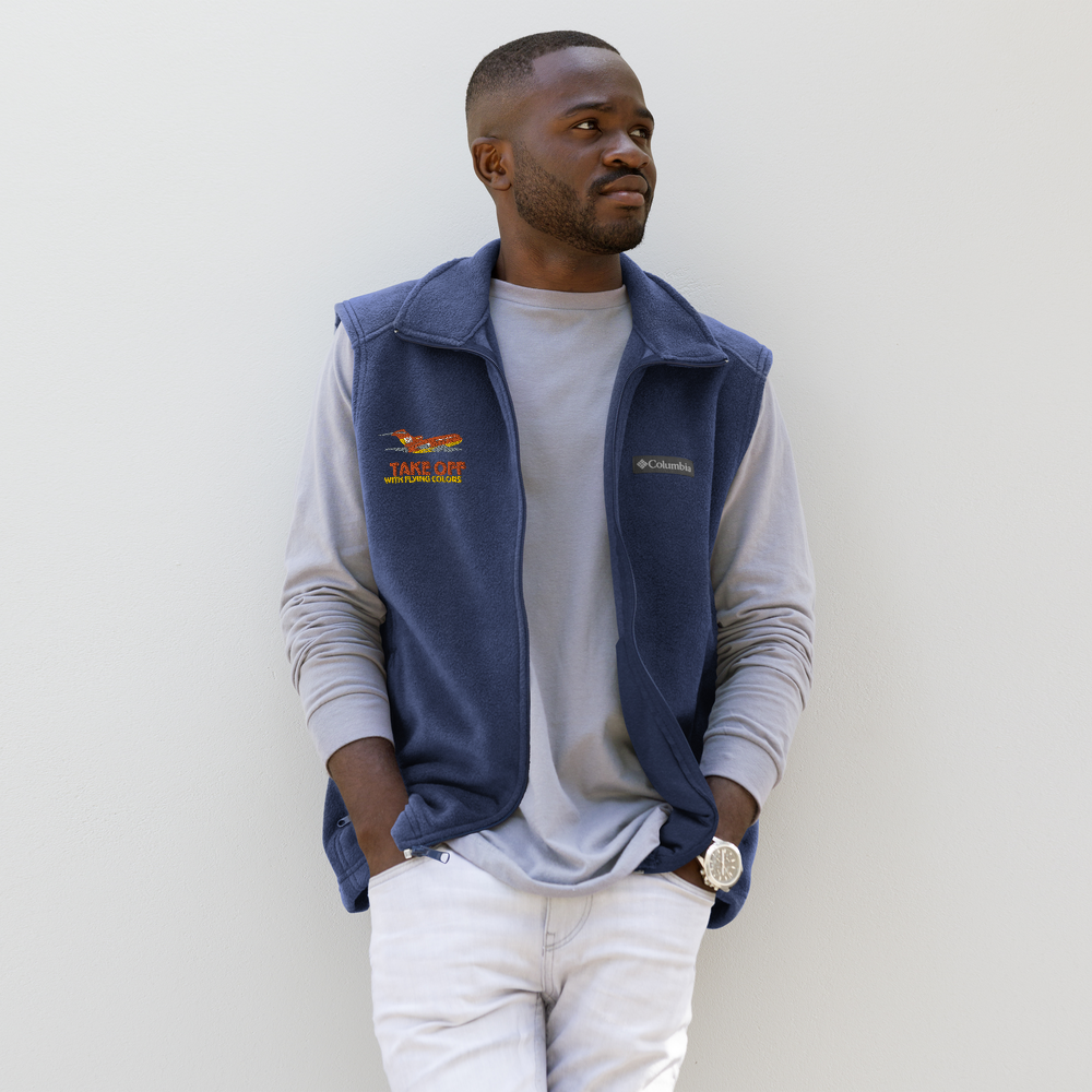 Vest Fleece Men's Braniff X Columbia with Boeing 727 1971 Two Tone Takeoff with Flying Colors