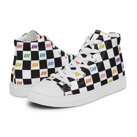 Braniff Sky High Top Canvas Shoes Mens Check BI Logo Alexander Girard for Braniff International ONLY Available in Certain Countries See List Below