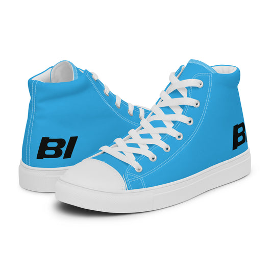 Braniff Sky High Top Canvas Shoes Mens BI Logo End of the Plain Plane 1965 New Medium Blue ONLY Available in Certain Countries See List Below