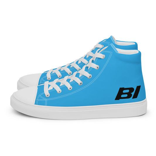 Braniff Sky High Top Canvas Shoes Mens BI Logo End of the Plain Plane 1965 New Medium Blue ONLY Available in Certain Countries See List Below