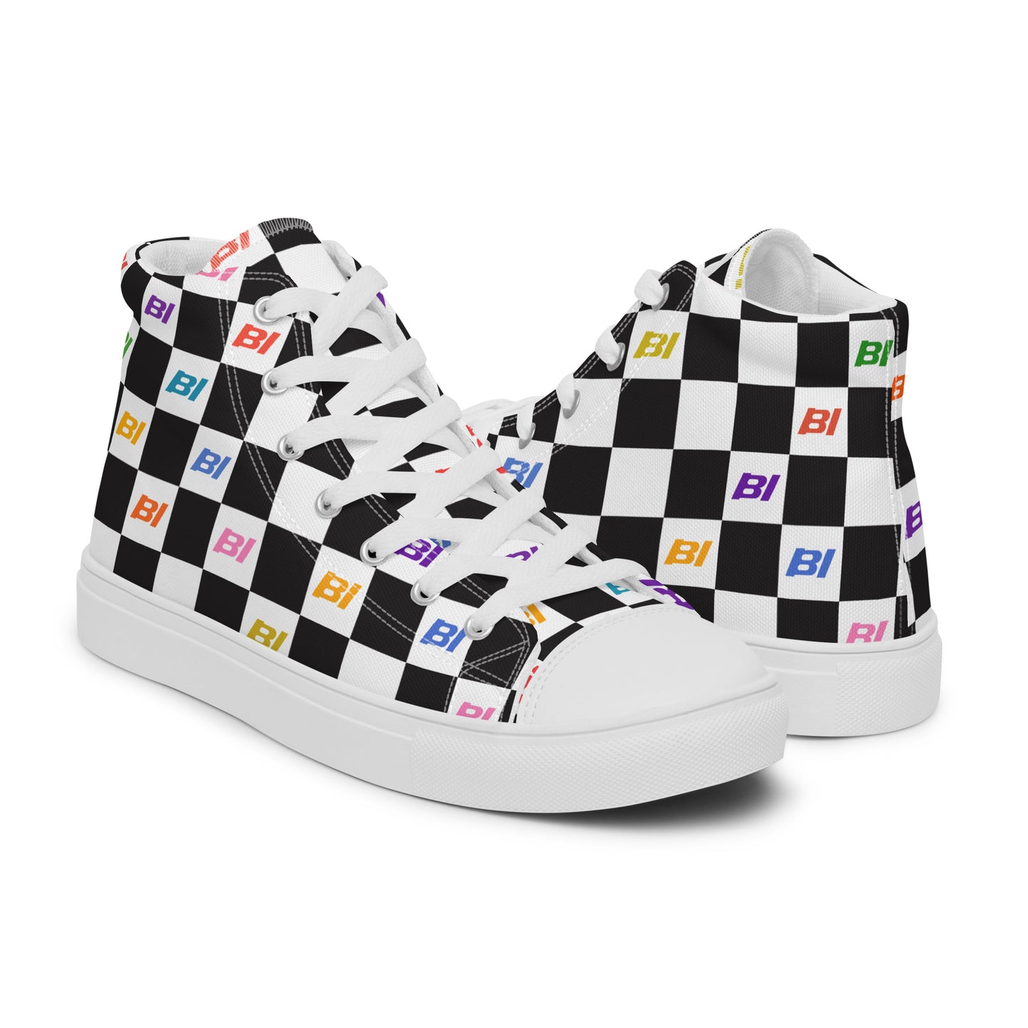 Braniff Sky High Top Canvas Shoes Mens Check BI Logo Alexander Girard for Braniff International ONLY Available in Certain Countries See List Below