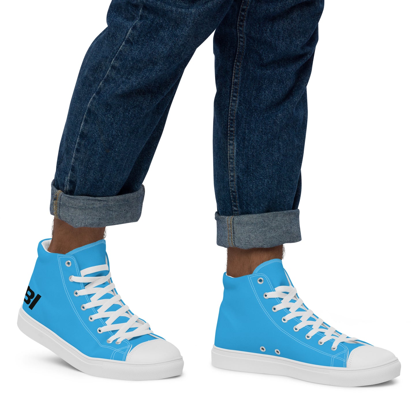 Braniff Sky High Top Canvas Shoes Mens BI Logo End of the Plain Plane 1965 New Medium Blue ONLY Available in Certain Countries See List Below