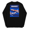 Long Sleeve Shirt by Gildan Men's Women's Braniff Boeing 727 Bicentennial Color Scheme on Shirt Back