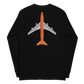 Long Sleeve Shirt by Gildan Men's Women's Braniff Boeing 747 Crew Logo and Jumbo Jet on Shirt Back