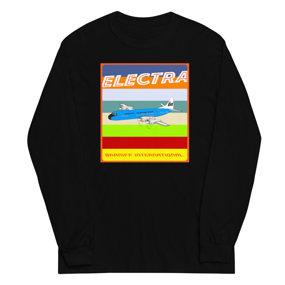 Long Sleeve Shirt by Gildan Men's Women's Braniff Lockheed L-188 1967 Solid Color Scheme