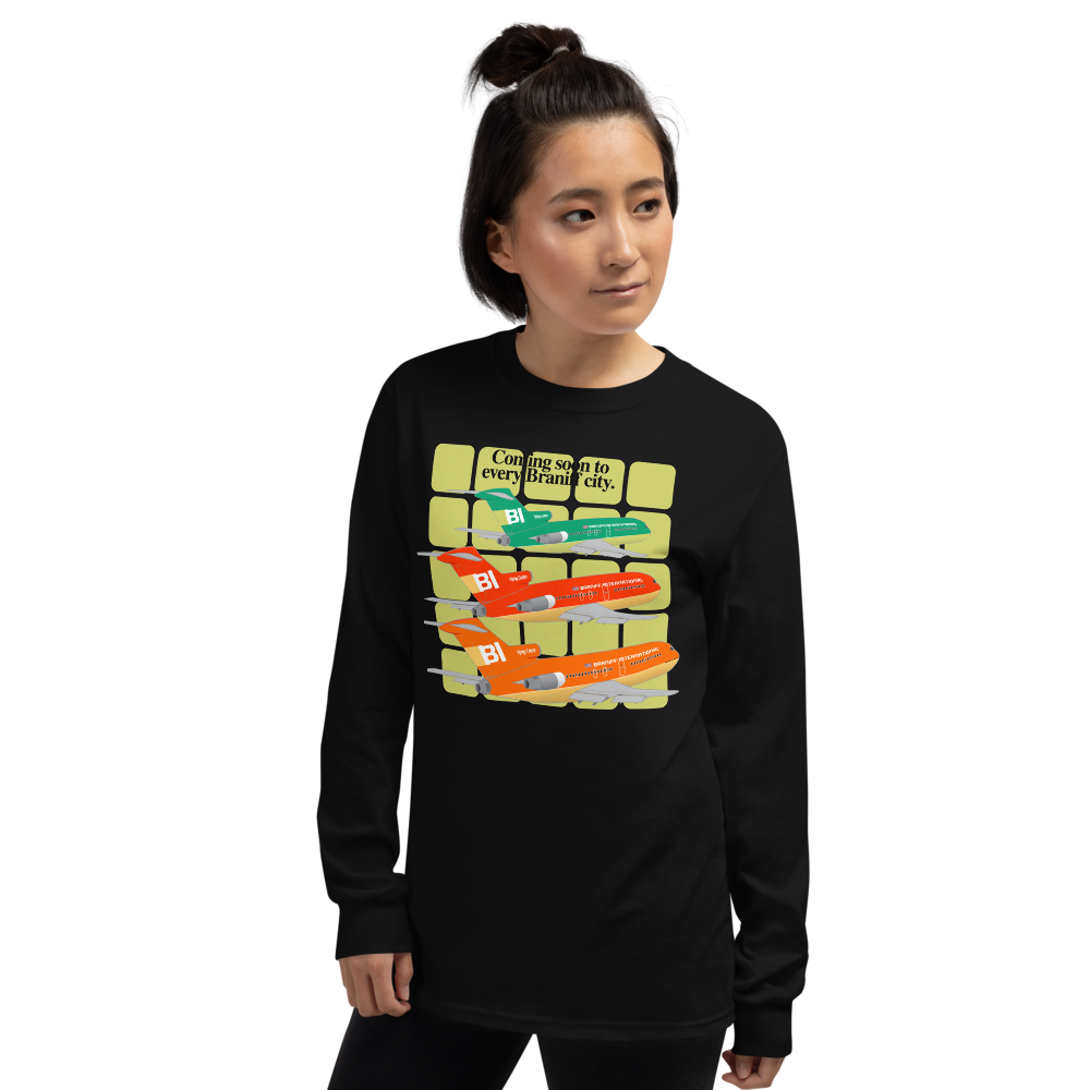 Long Sleeve Shirt Unisex by Gildan Braniff Boeing 727 1971 Two Tone Coming Soon
