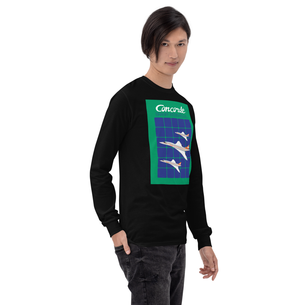 Long Sleeve Shirt by Gildan Men's Women's Braniff Concorde SST Jet Inflight