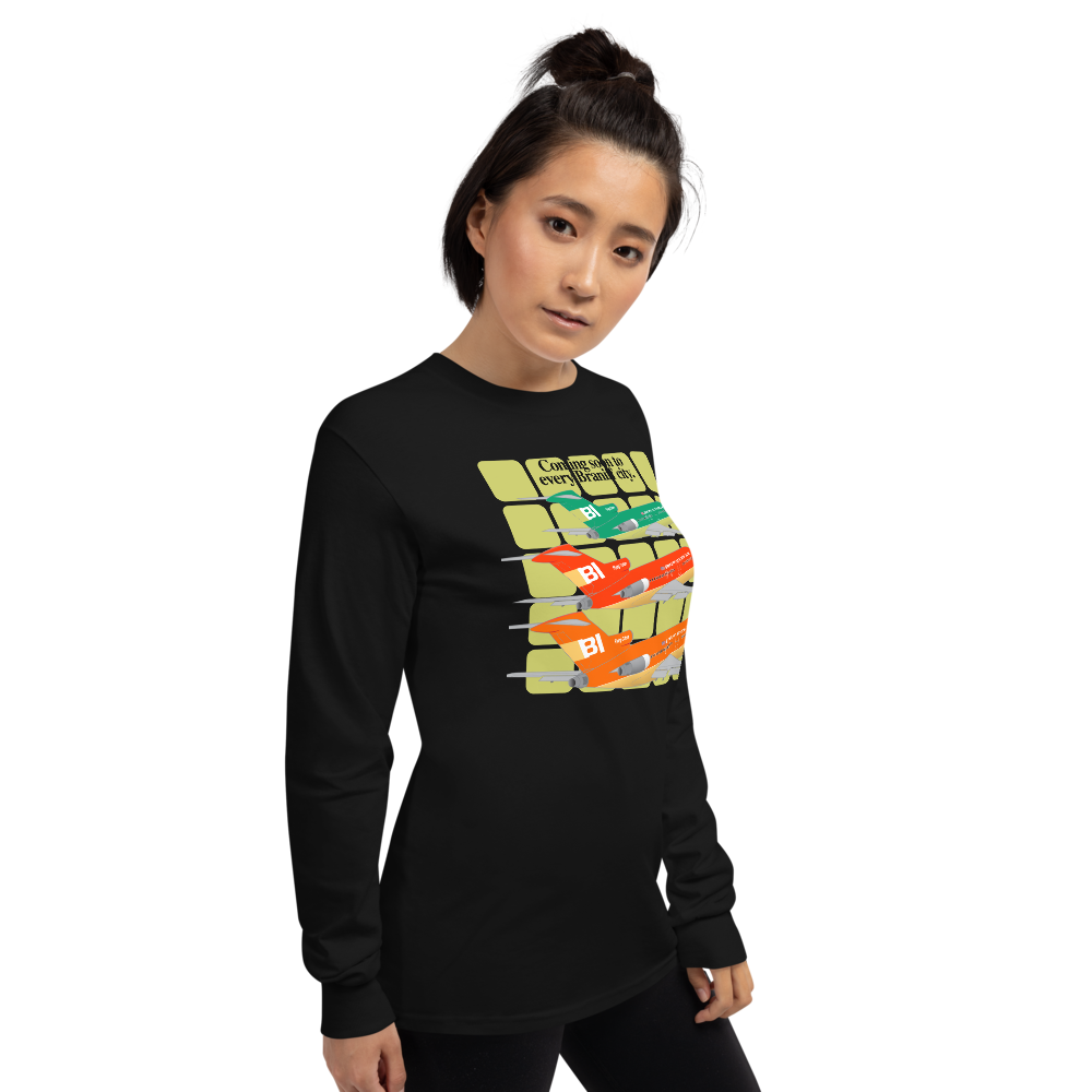 Long Sleeve Shirt Unisex by Gildan Braniff Boeing 727 1971 Two Tone Coming Soon