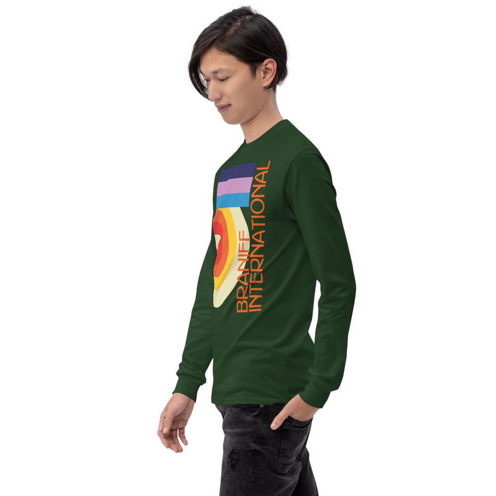 Long Sleeve Shirt by Gildan Men's Women's Braniff DFW Airport Swirl Design 1973