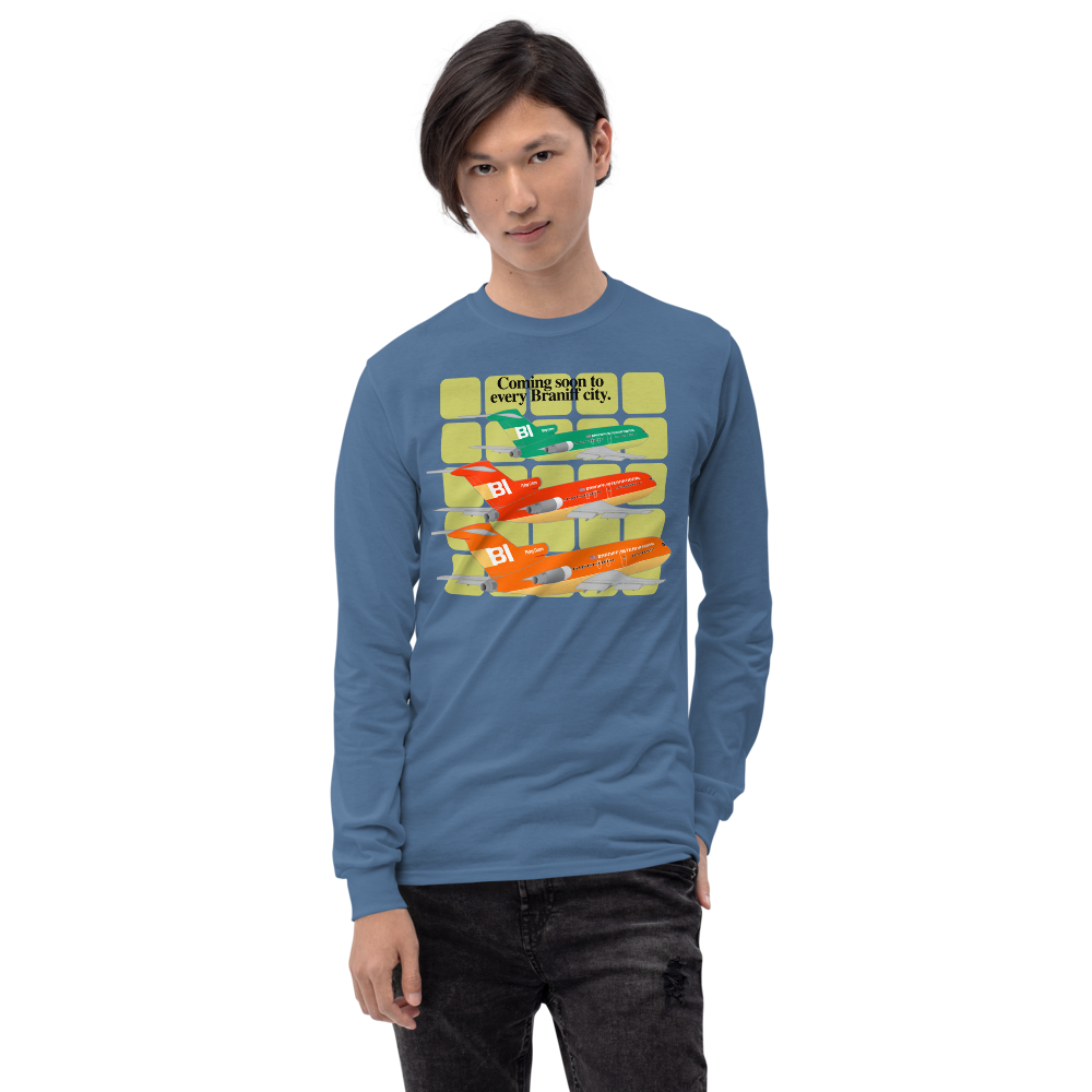 Long Sleeve Shirt Unisex by Gildan Braniff Boeing 727 1971 Two Tone Coming Soon