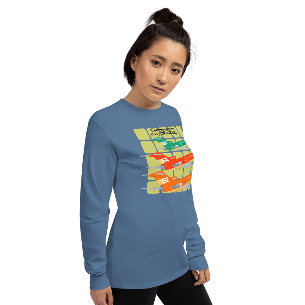 Long Sleeve Shirt Unisex by Gildan Braniff Boeing 727 1971 Two Tone Coming Soon