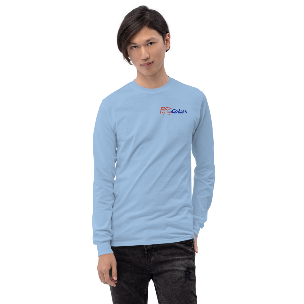 Long Sleeve Shirt by Gildan Men's Women's Braniff Boeing 727 Bicentennial Color Scheme on Shirt Back