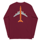 Long Sleeve Shirt by Gildan Men's Women's Braniff Boeing 747 Crew Logo and Jumbo Jet on Shirt Back