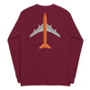 Long Sleeve Shirt by Gildan Men's Women's Braniff Boeing 747 Crew Logo and Jumbo Jet on Shirt Back