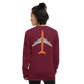 Long Sleeve Shirt by Gildan Men's Women's Braniff Boeing 747 Crew Logo and Jumbo Jet on Shirt Back