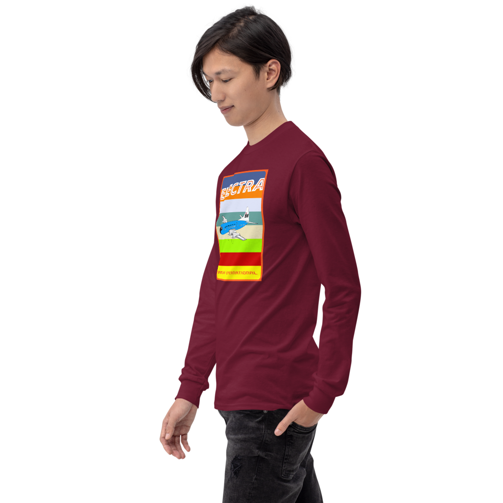 Long Sleeve Shirt by Gildan Men's Women's Braniff Lockheed L-188 1967 Solid Color Scheme