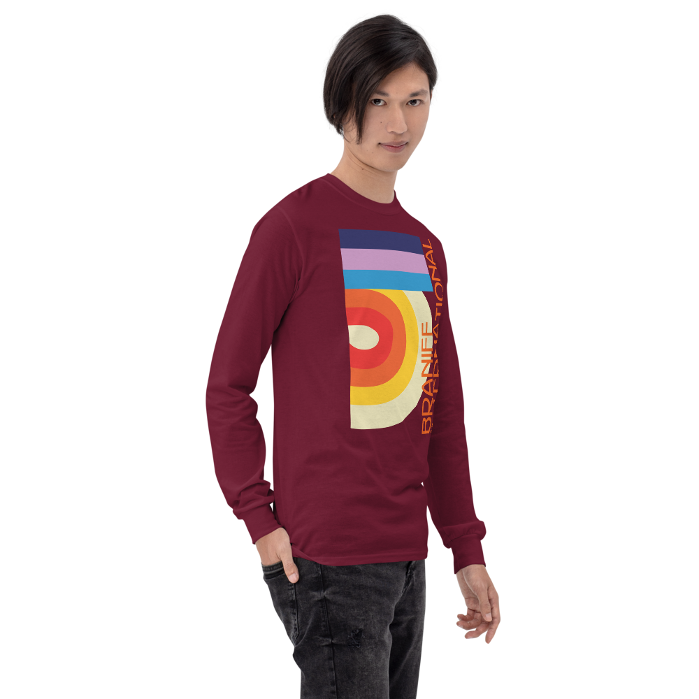 Long Sleeve Shirt by Gildan Men's Women's Braniff DFW Airport Swirl Design 1973