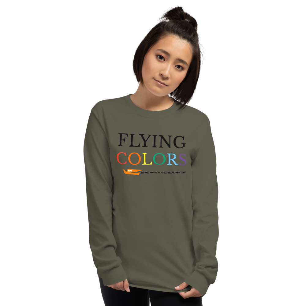 Long Sleeve Shirt by Gildan Men's Women's Braniff Flying Colors McDonnell Douglas DC-8-62 1978 Ultra
