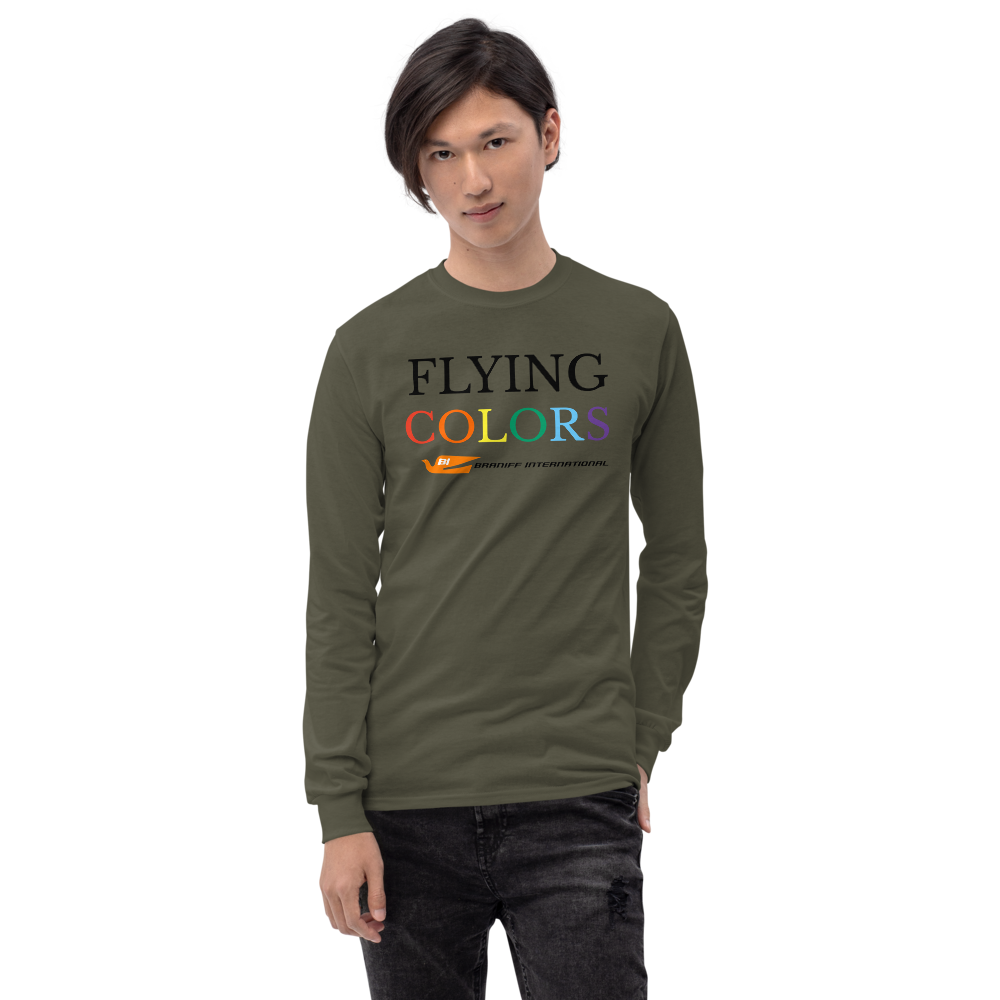 Long Sleeve Shirt by Gildan Men's Women's Braniff Flying Colors McDonnell Douglas DC-8-62 1978 Ultra