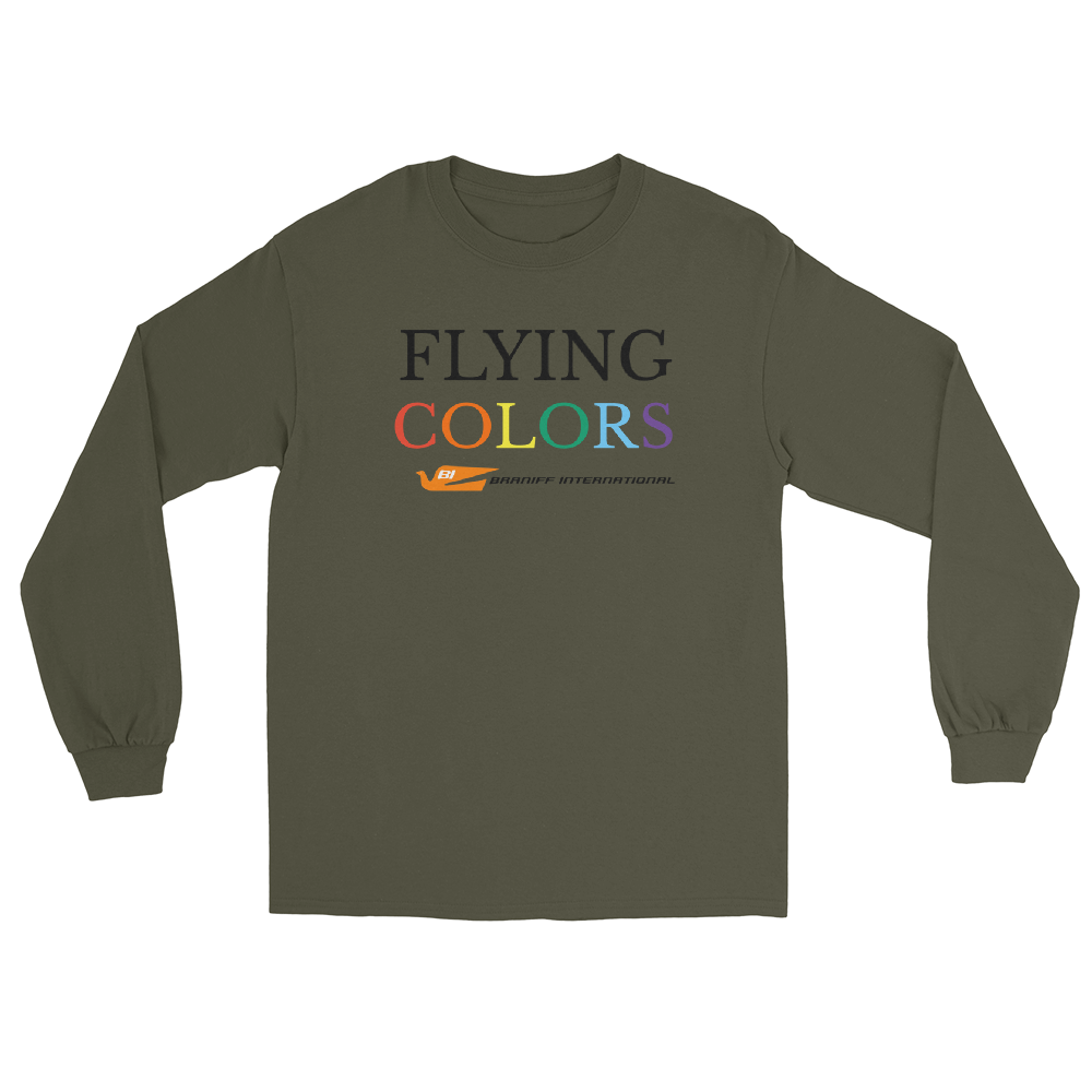 Long Sleeve Shirt by Gildan Men's Women's Braniff Flying Colors McDonnell Douglas DC-8-62 1978 Ultra
