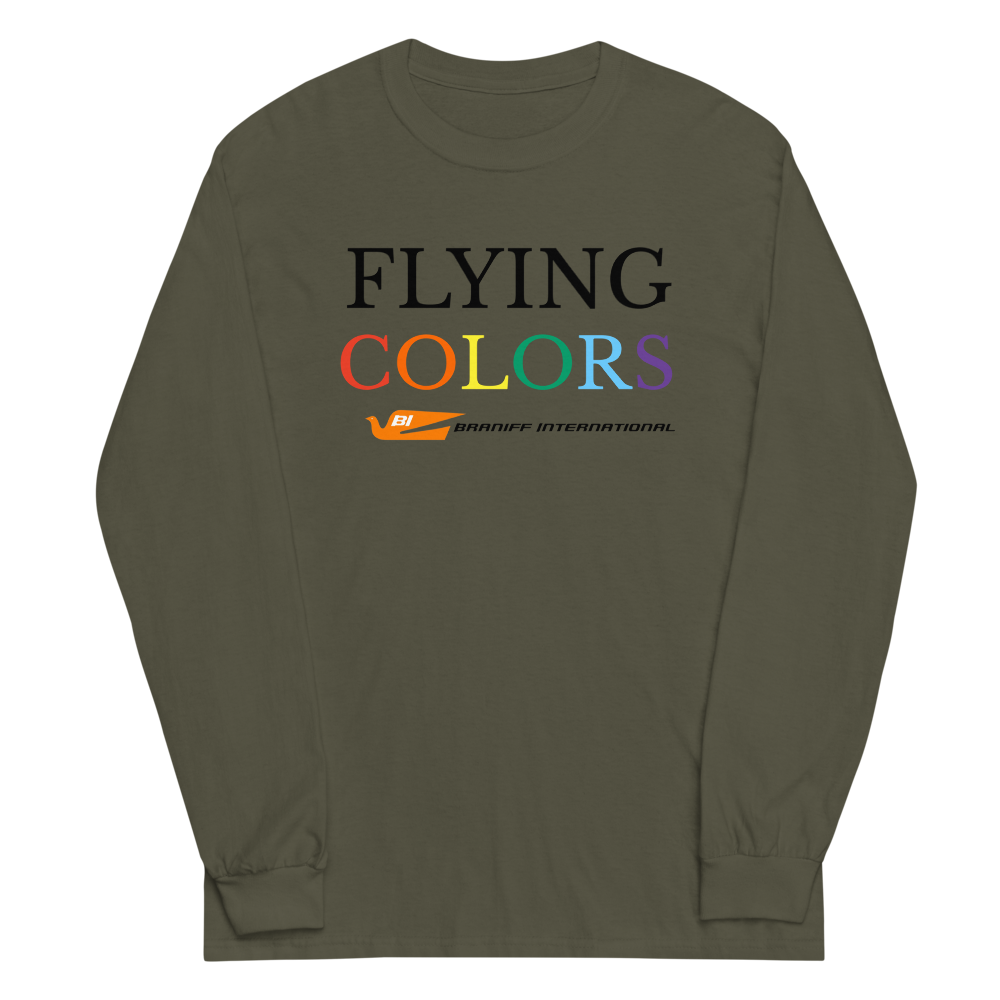 Long Sleeve Shirt by Gildan Men's Women's Braniff Flying Colors with Bluebird of Happiness