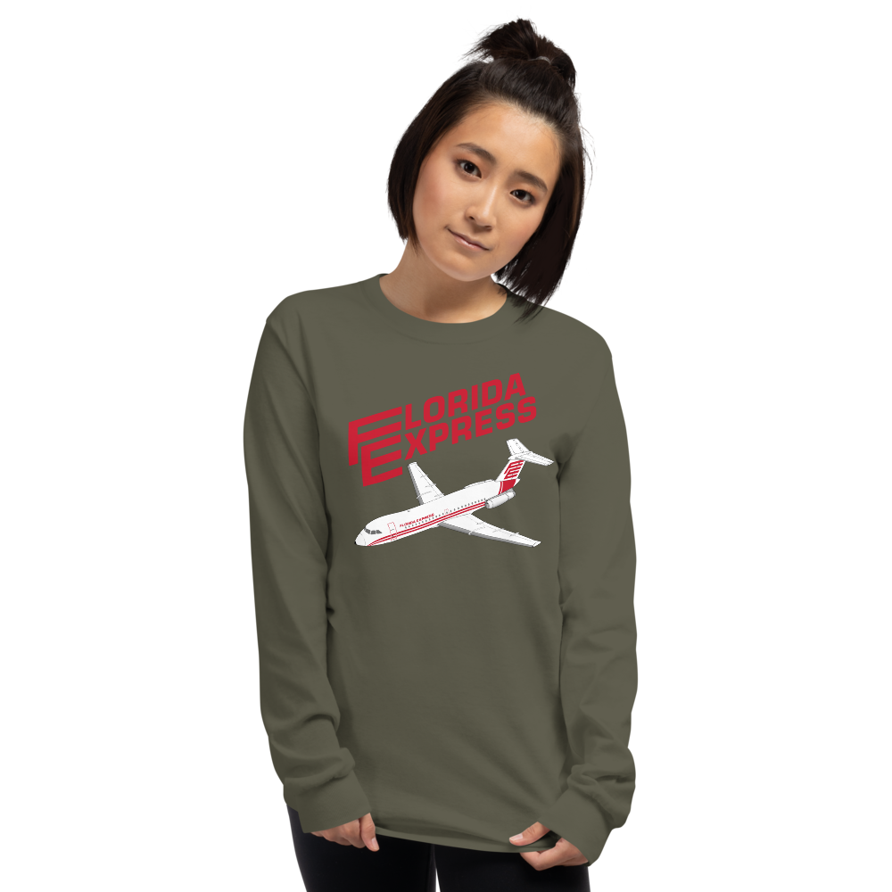 Long Sleeve Shirt by Gildan Men's Women's Braniff Florida Express BAC One-11 Fastback Jet