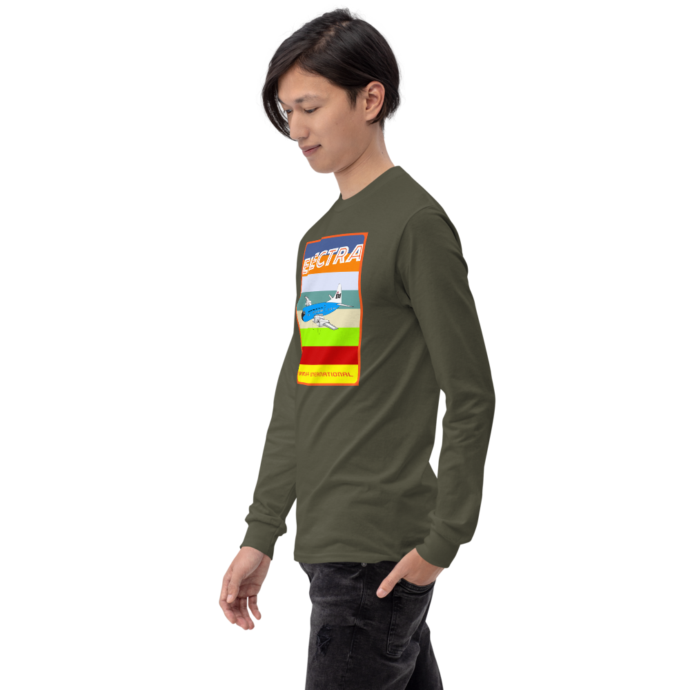 Long Sleeve Shirt by Gildan Men's Women's Braniff Lockheed L-188 1967 Solid Color Scheme